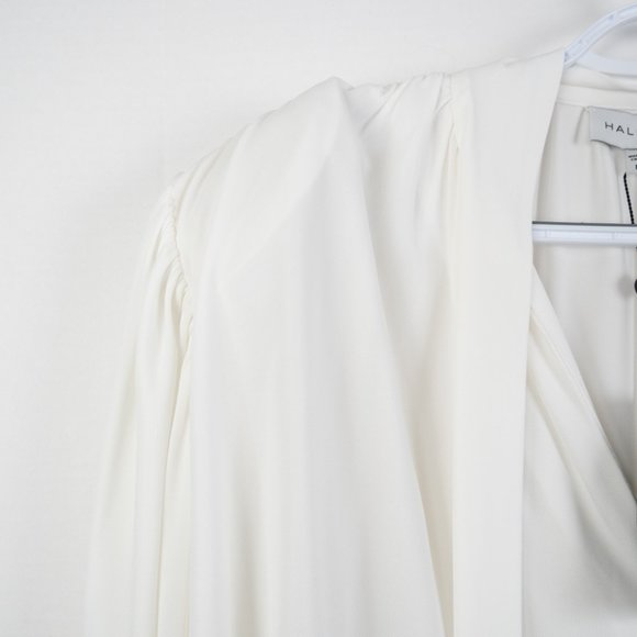 NEW HALSTON Evi Volume Drape Top in Prestine white size M - Picture 12 of 15